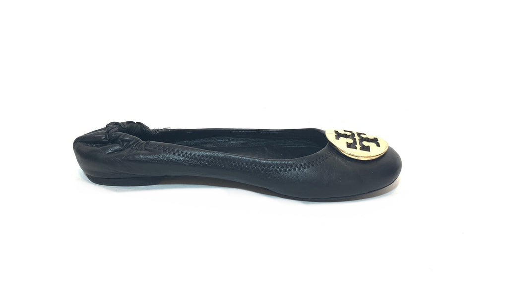 Tory Burch REVA Black Leather Ballet Flats | Pre Loved |