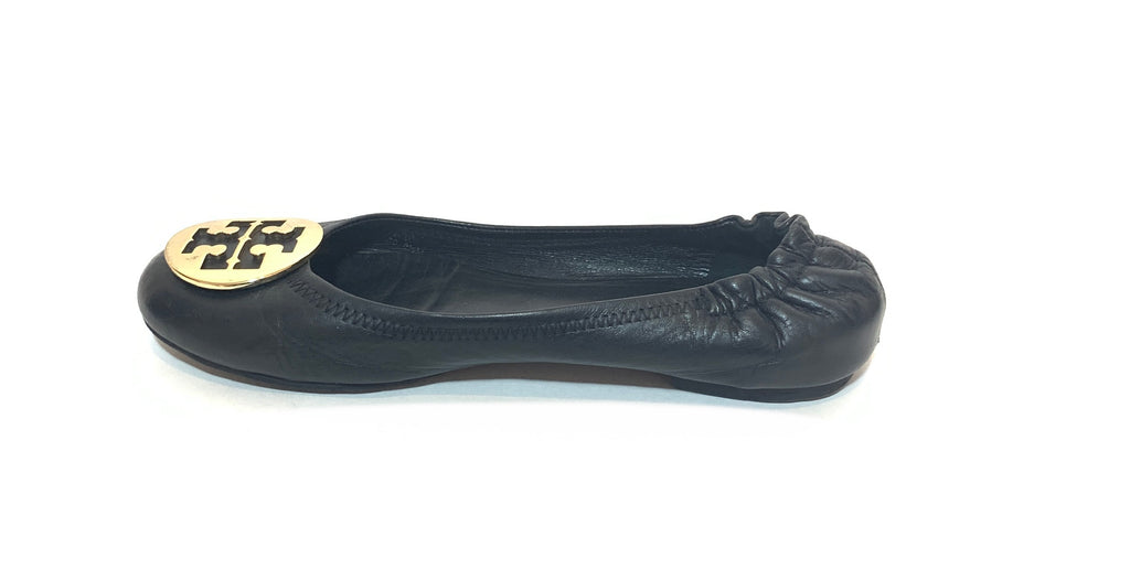 Tory Burch REVA Black Leather Ballet Flats | Pre Loved |