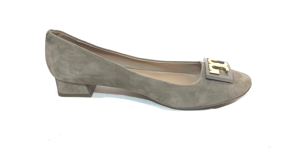 Tory Burch Light Grey Suede GIGI Block Heels | Pre Loved |