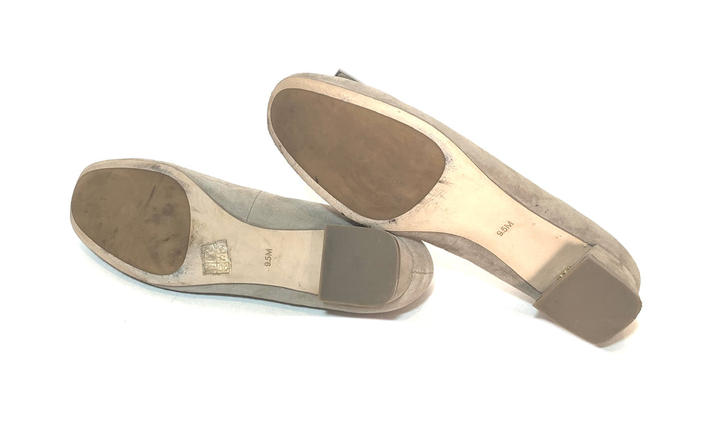 Tory Burch Light Grey Suede GIGI Block Heels | Pre Loved |