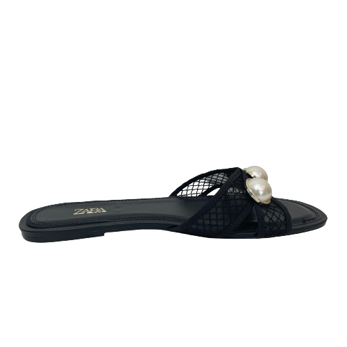 ZARA Black Pearl Slides | Pre Loved |