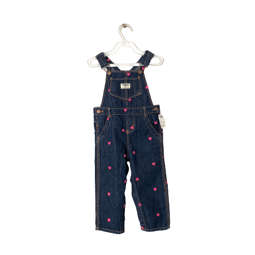 Oshkosh Denim and Pink Hearts Overalls | Brand New |