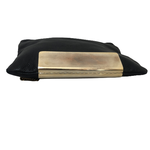 Jimmy Choo Black Leather & Gold Chain Fold-Over Bag | Pre Loved |