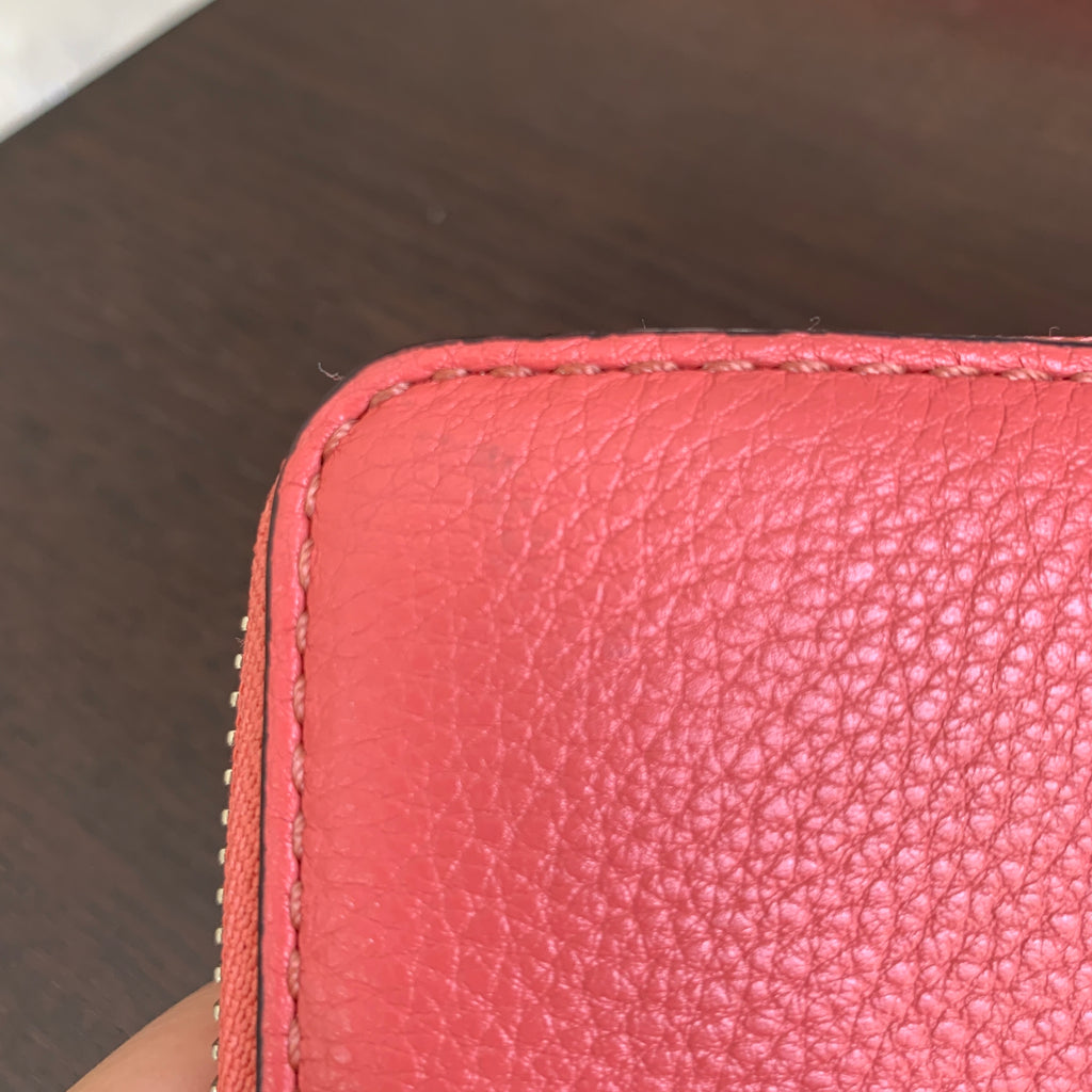 Marc Jacobs Coral Pebbled Leather Ziparound Wallet | Gently Used |