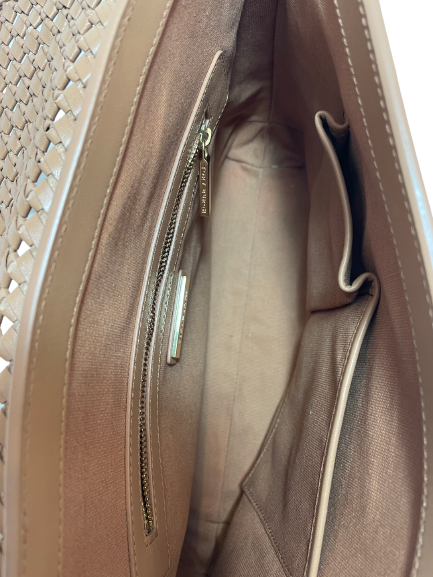 Tory Burch Tan Leather ' Erica' Woven Shoulder Bag | Gently Used |