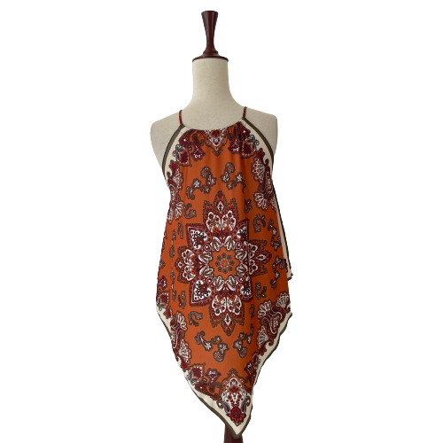 ZARA Rust Printed Handkerchief Top | Gently Used |