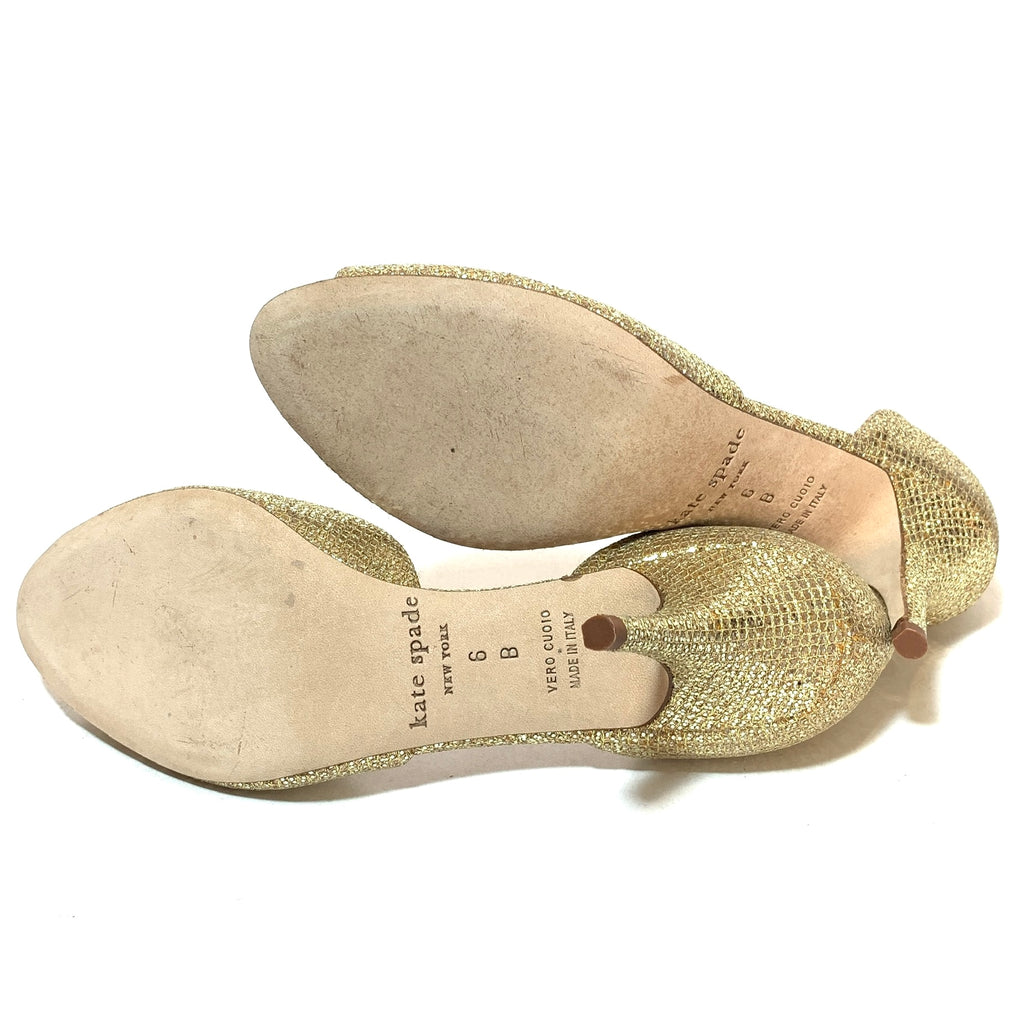 Kate Spade Gold Glitter Peep-toe Heels | Like New |