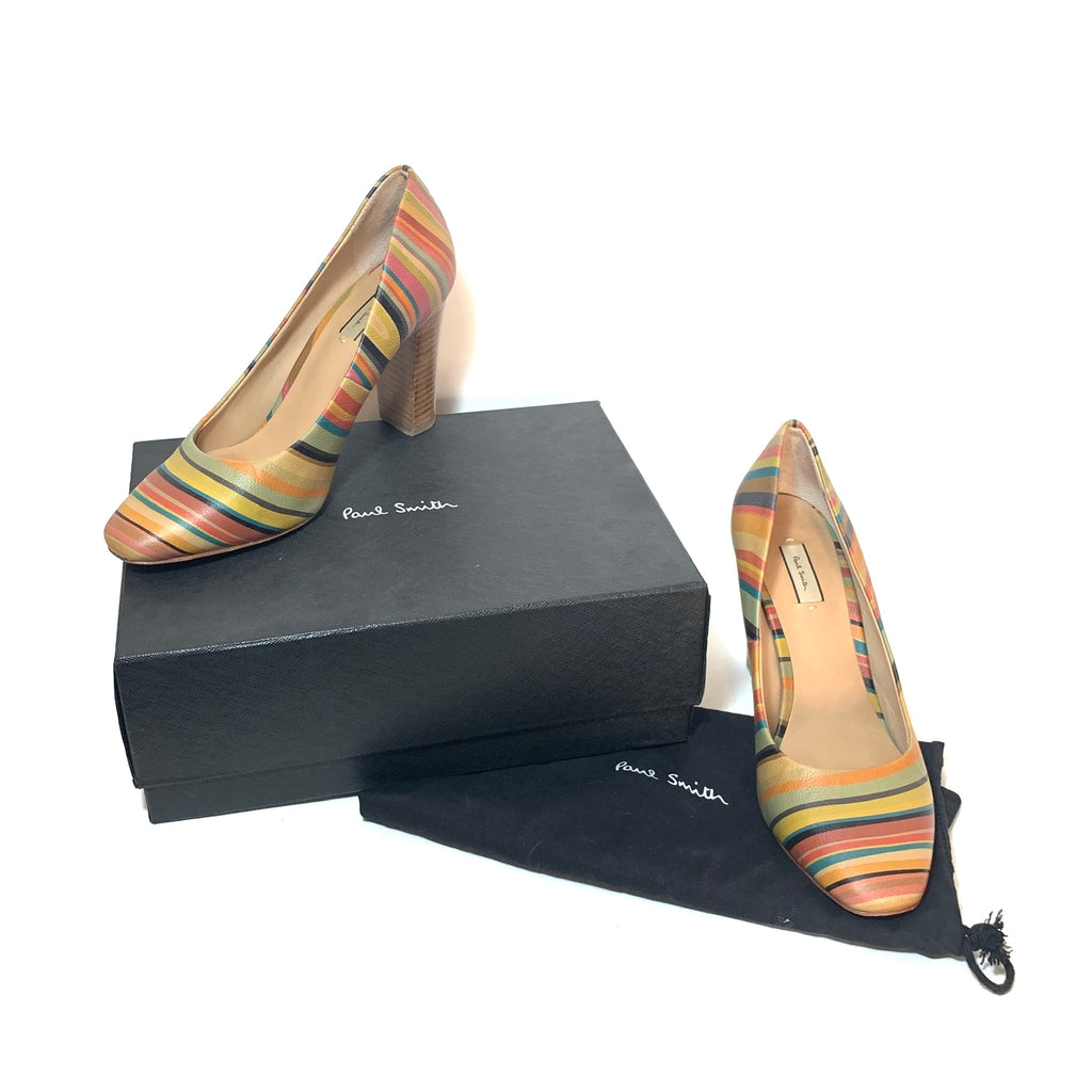 Paul Smith 'Thilo Swirl' Striped Leather Pumps | Pre Loved |