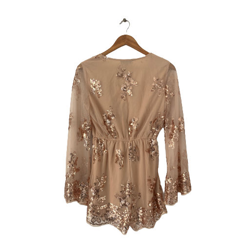 Misguided Beige Sequins Playsuit | Brand New |
