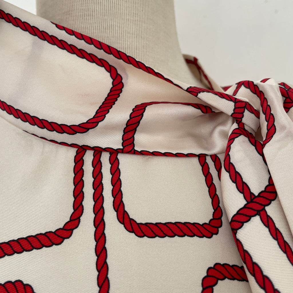 ZARA Cream High-neck Red and Black Printed Top | Pre Loved |