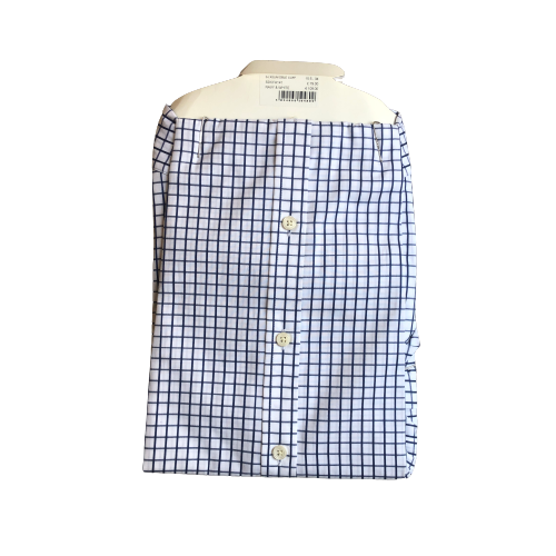 Hawes & Curtis White and Blue Checked Slim Fit Collared Shirt | Brand New |