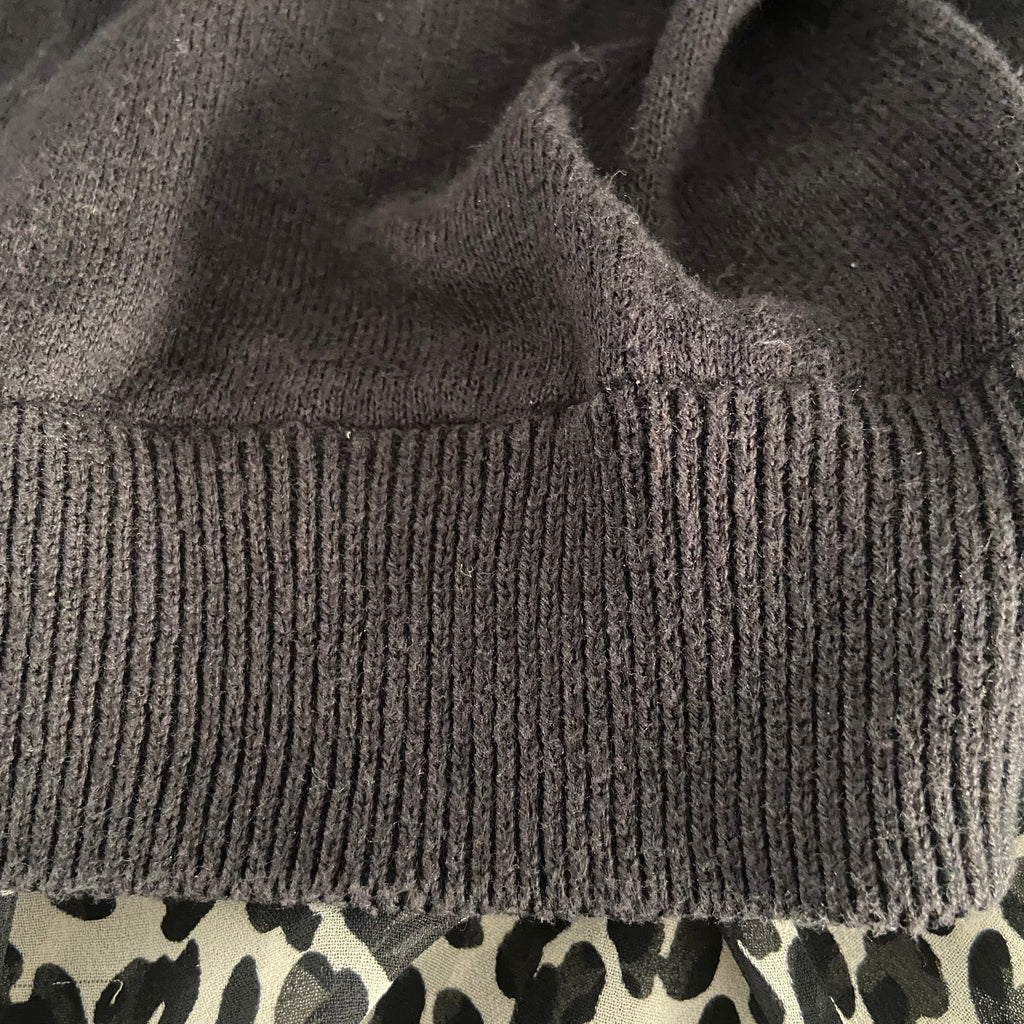 NEXT Black Sweater with Layered Cheetah Print Shirt | Pre Loved |