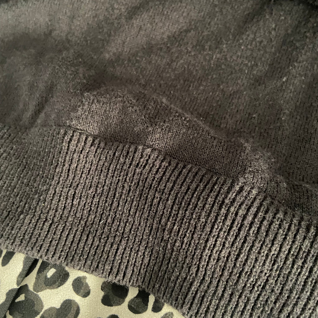 NEXT Black Sweater with Layered Cheetah Print Shirt | Pre Loved |