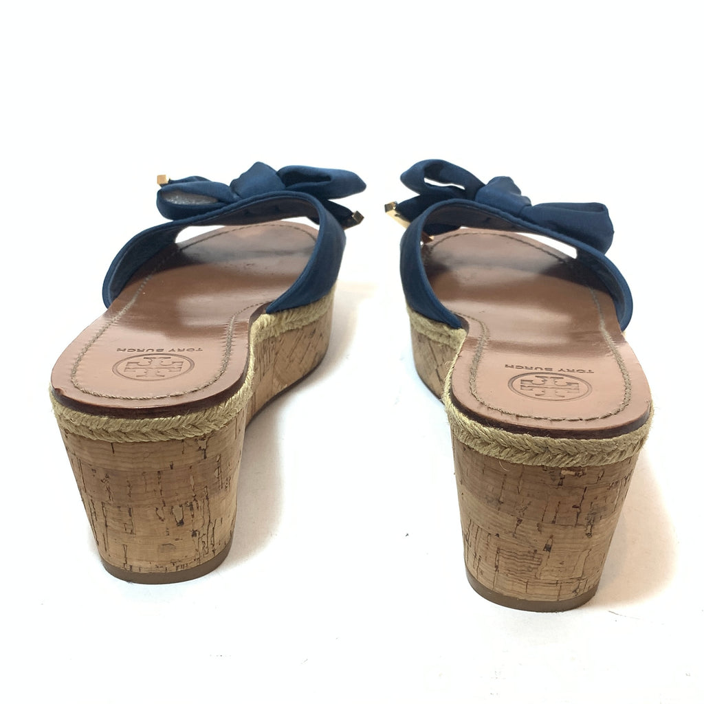 Tory Burch 'Penny' Blue Canvas & Jute Wedges | Pre Loved |