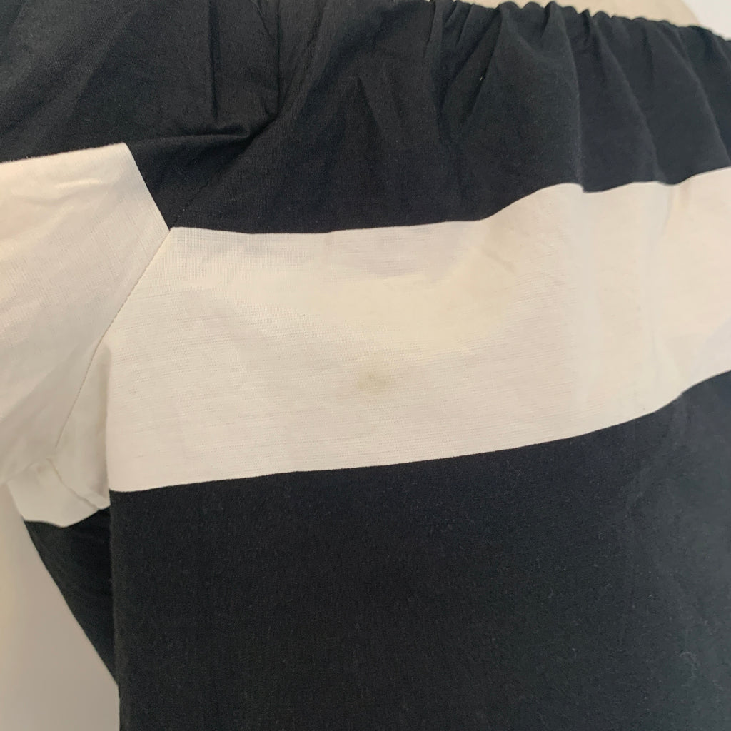 ZARA Black & Cream Striped Off-Shoulder Top | Gently Used |