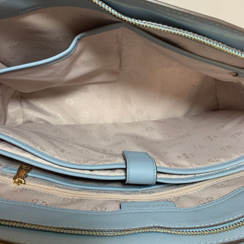 Tory Burch Sky Blue Leather 'Emerson' Top Zip Tote | Gently Used |