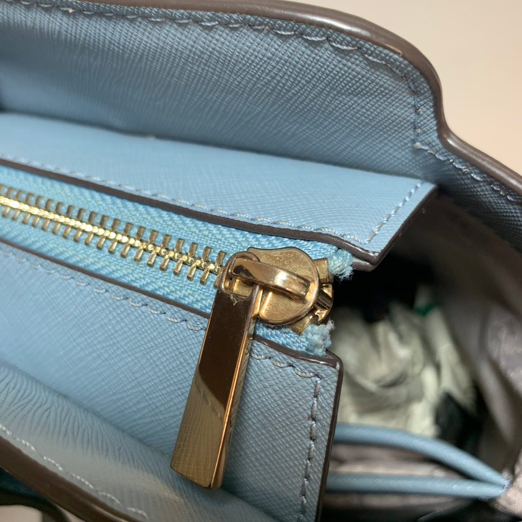 Tory Burch Sky Blue Leather 'Emerson' Top Zip Tote | Gently Used |