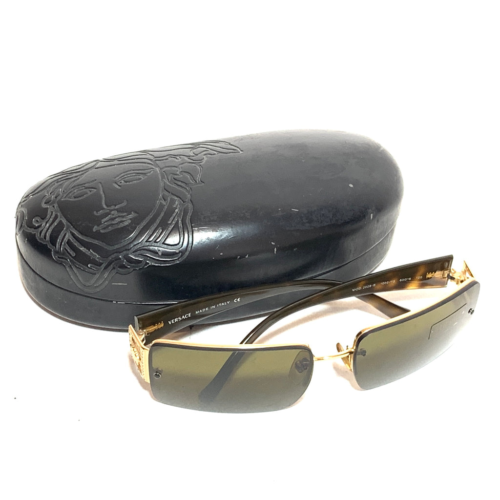Versace Rimless Gold Metal 2029B Unisex Sunglasses | Brand New |