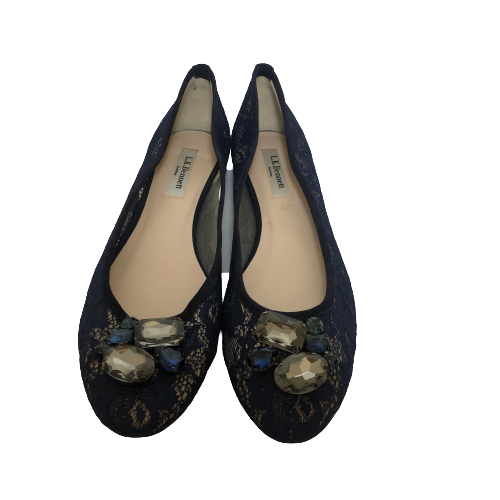 L.K. Bennett Blue Lace 'Jessica' Rhinestone Ballet Flats | Brand New |