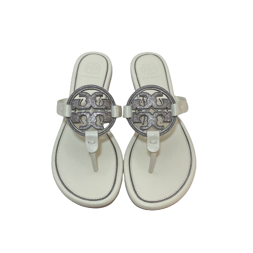 Tory Burch White Rhinestone 'Miller' Sandals | Brand New |