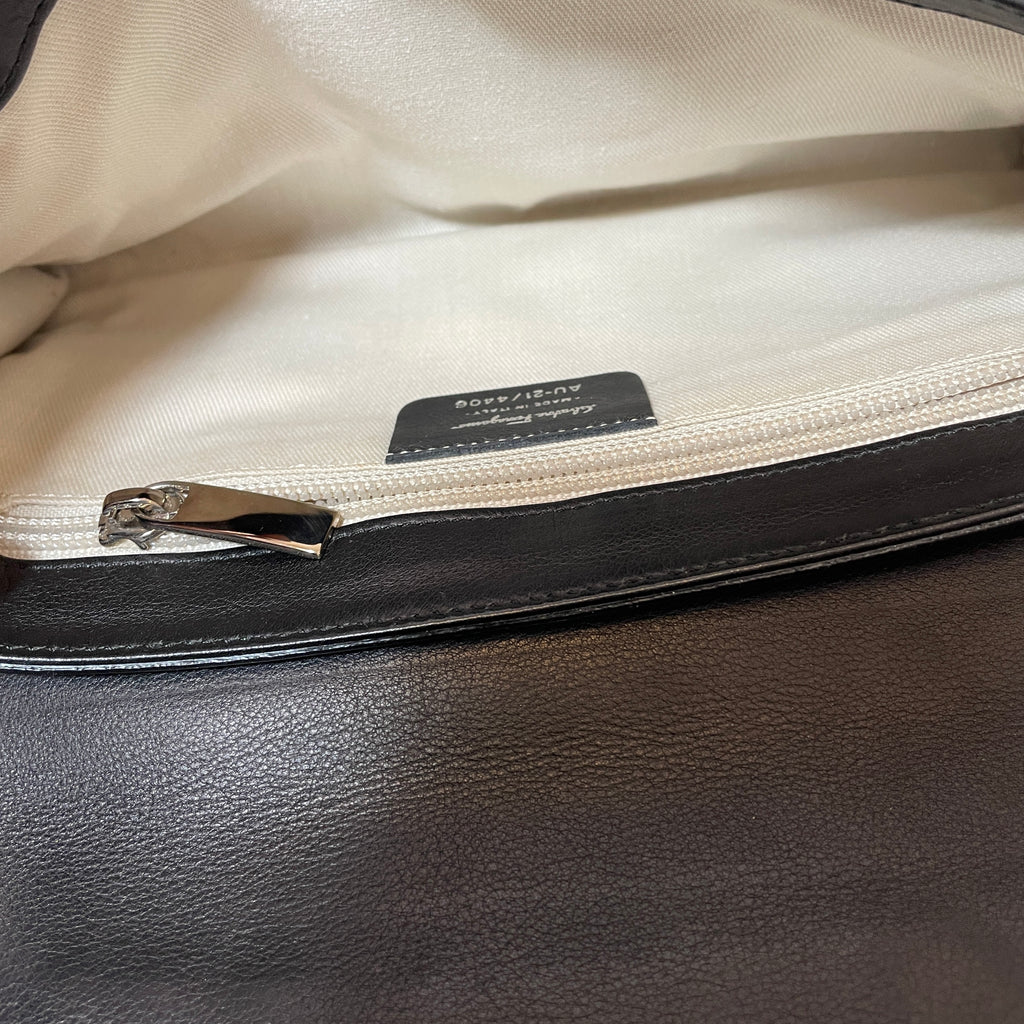 Salvatore Ferragamo Black Leather Shoulder Bag | Pre Loved |