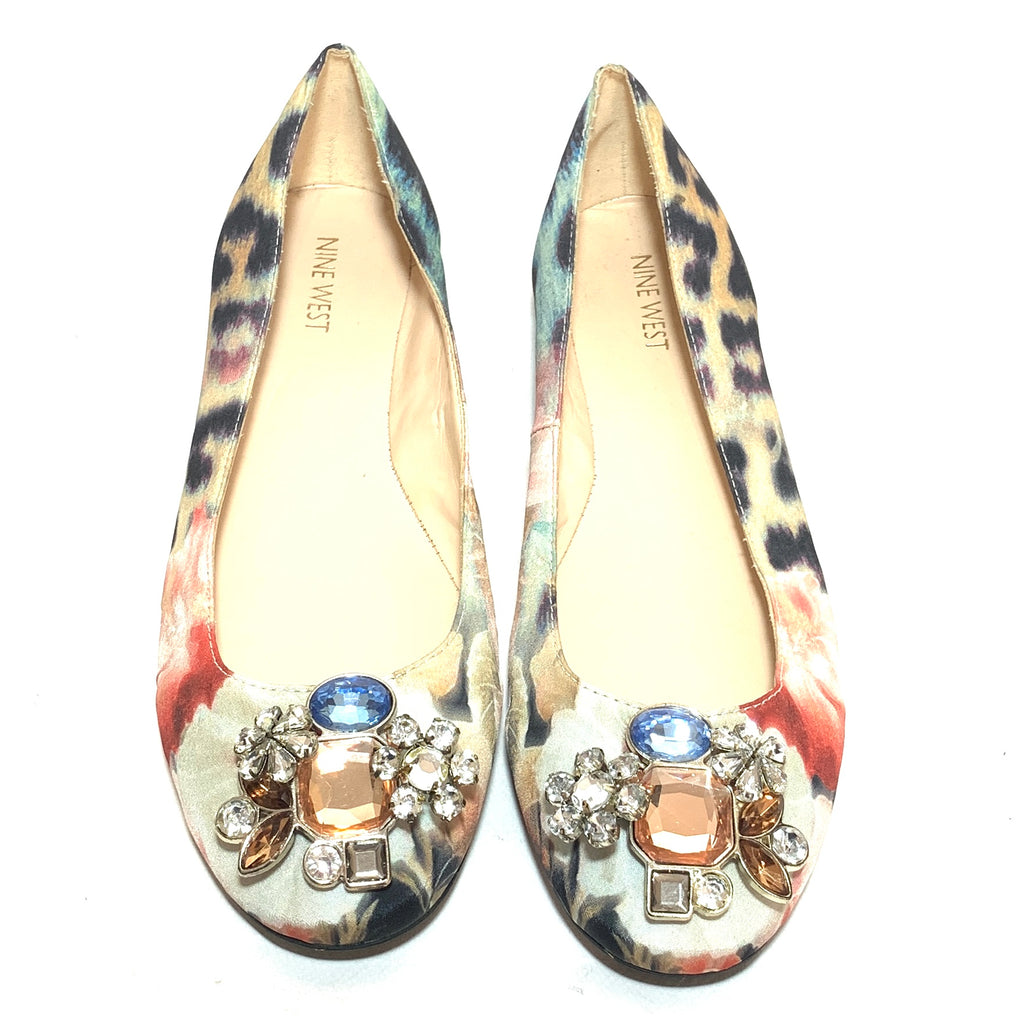 Nine West Printed Rhinestone Ballet Flats | Like New |