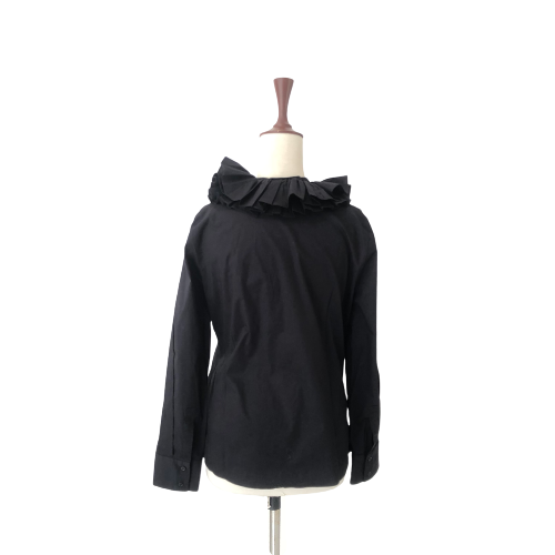 ZARA Black Ruffled Collared Shirt | Pre Loved |