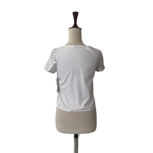 ZARA White Silver Sequins Top | Brand New |