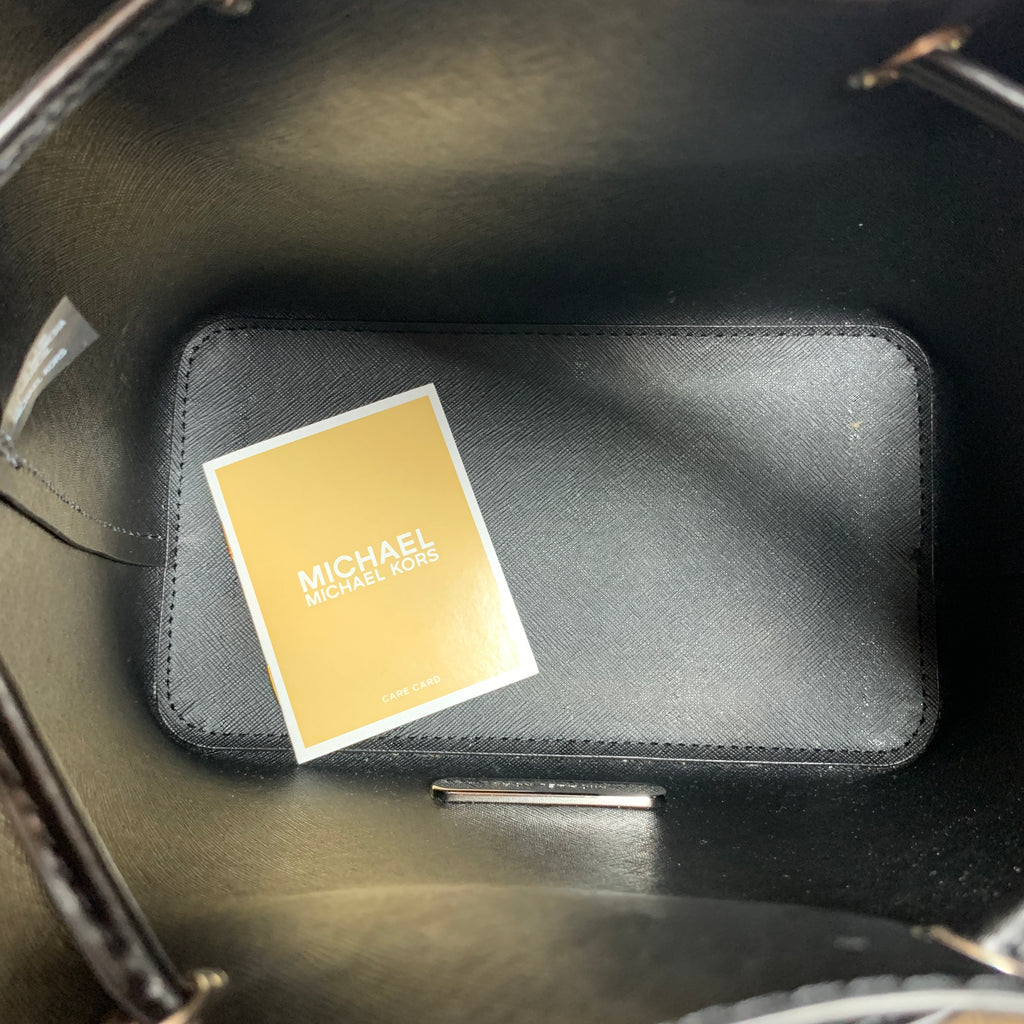 Michael Kors 'Suri' Black Leather Bucket Messenger Bag | Brand New |