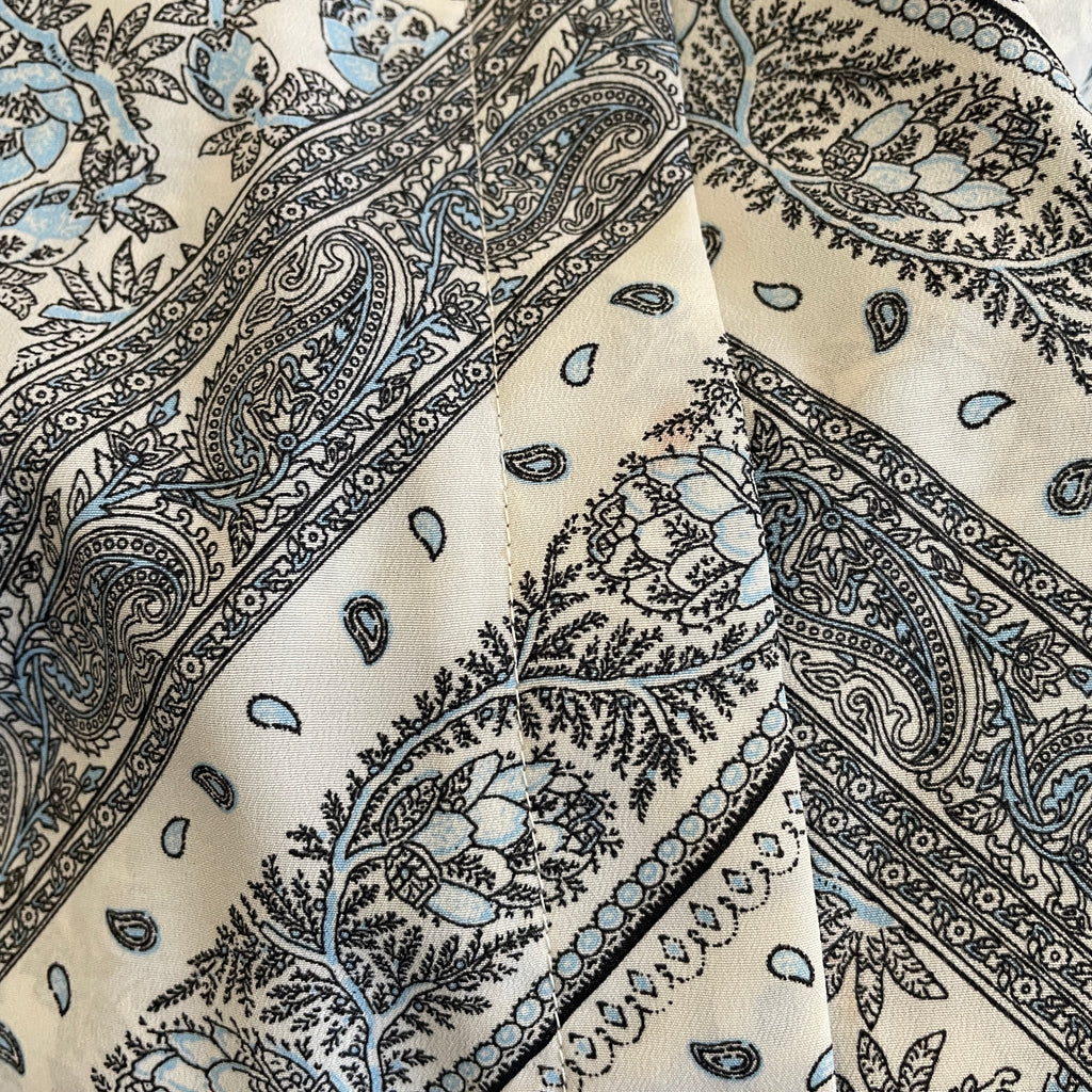 ZARA White and Blue Printed Collared Shirt | Gently Used |