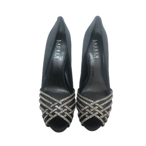 Ralph Lauren Black Rhinestone Heels | Brand New |