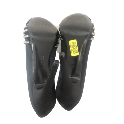 Ralph Lauren Black Rhinestone Peep-toe Heels | Brand New |