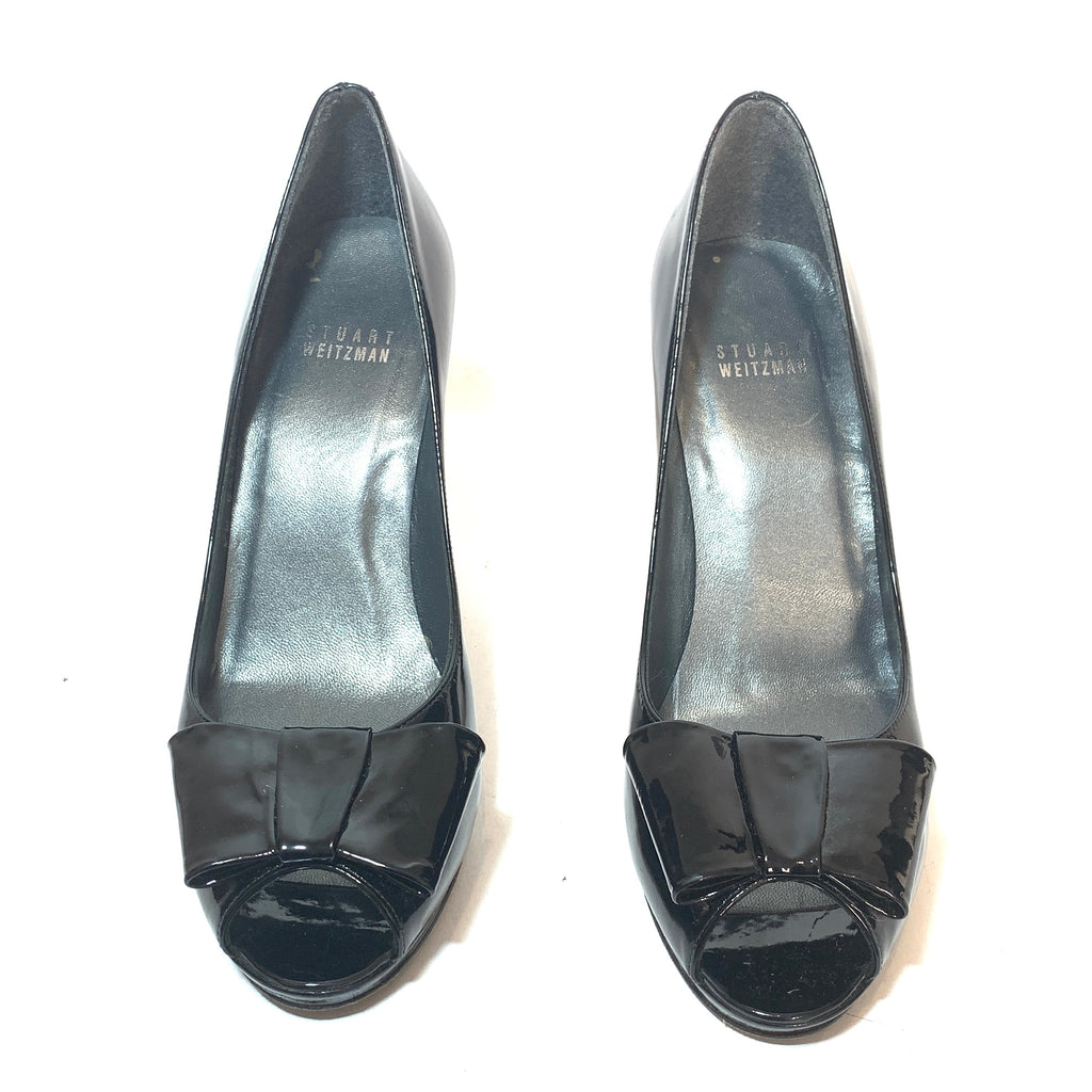 Stuart Weitzman Black Patent Peep-toe Pumps | Pre Loved |