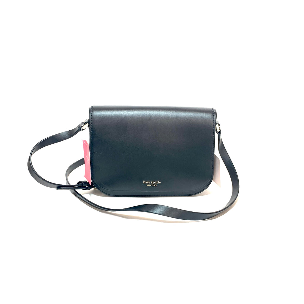 Kate Spade Black Leather 'Nadine' Flap Shoulder Bag | Brand New |