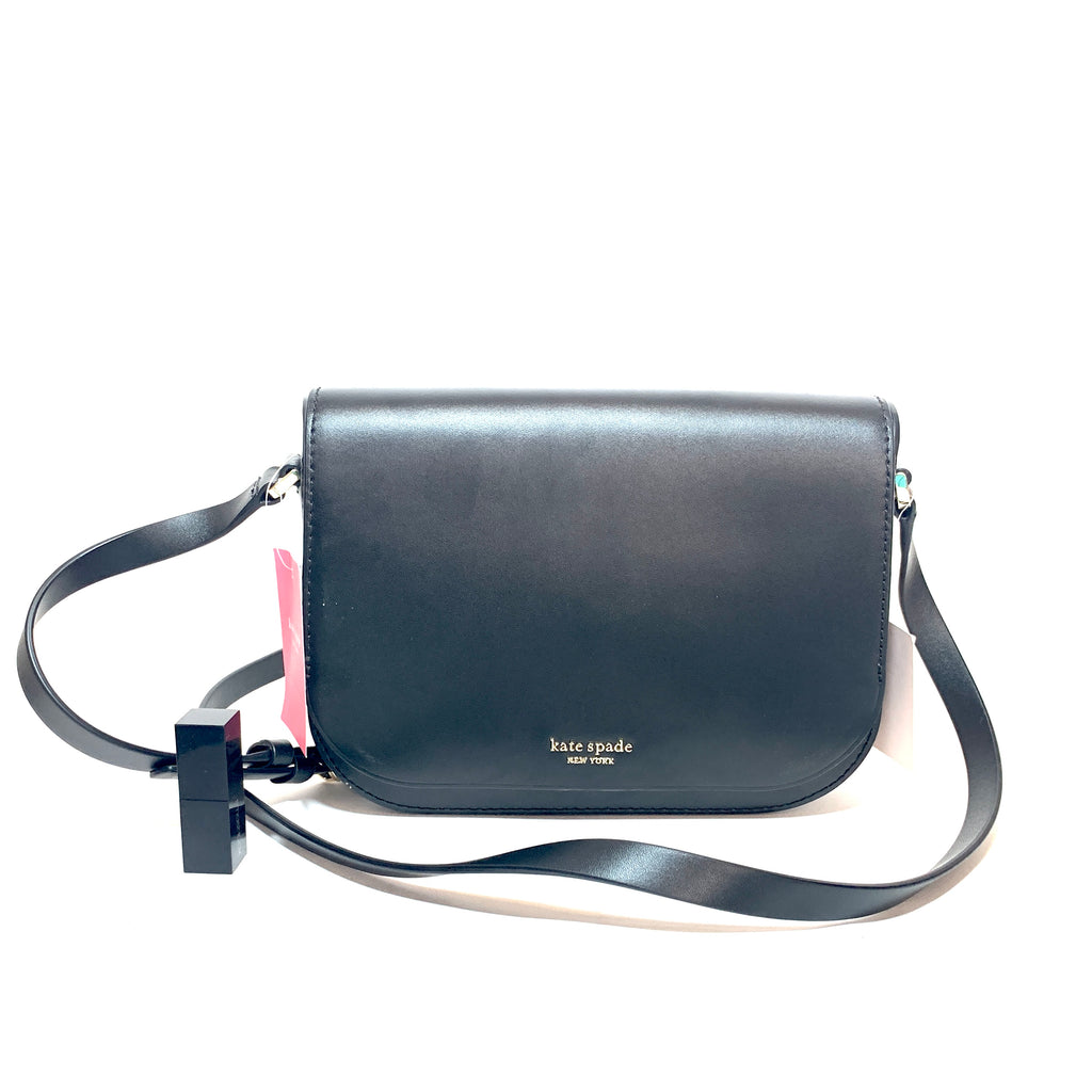 Kate Spade Black Leather 'Nadine' Flap Shoulder Bag | Brand New |