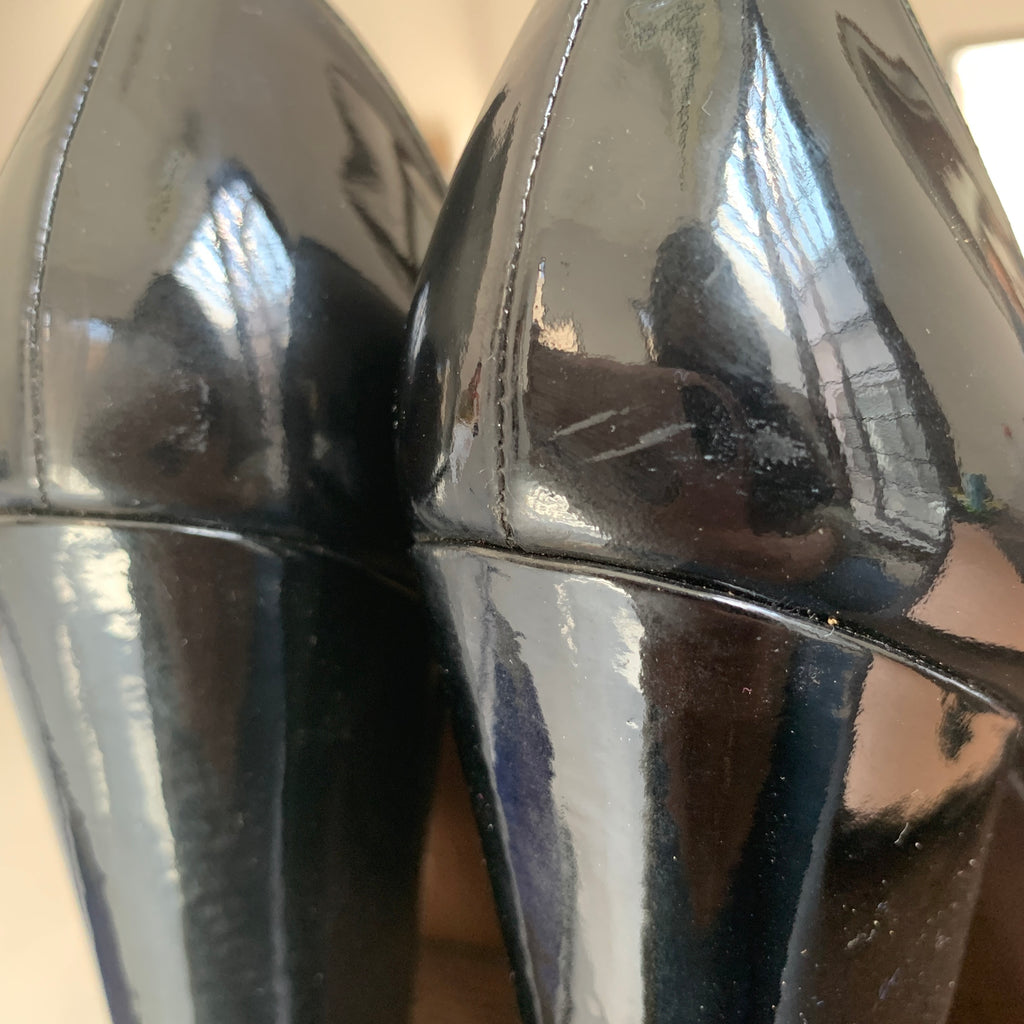 Stuart Weitzman Black Patent Peep-toe Pumps | Pre Loved |