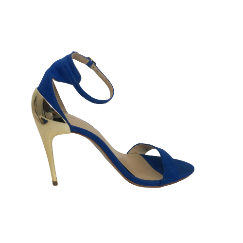 ZARA Cobalt Blue & Gold Heels | Pre Loved |