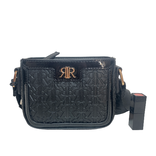 River Island Black Mini Monogram Crossbody Bag | Brand New |