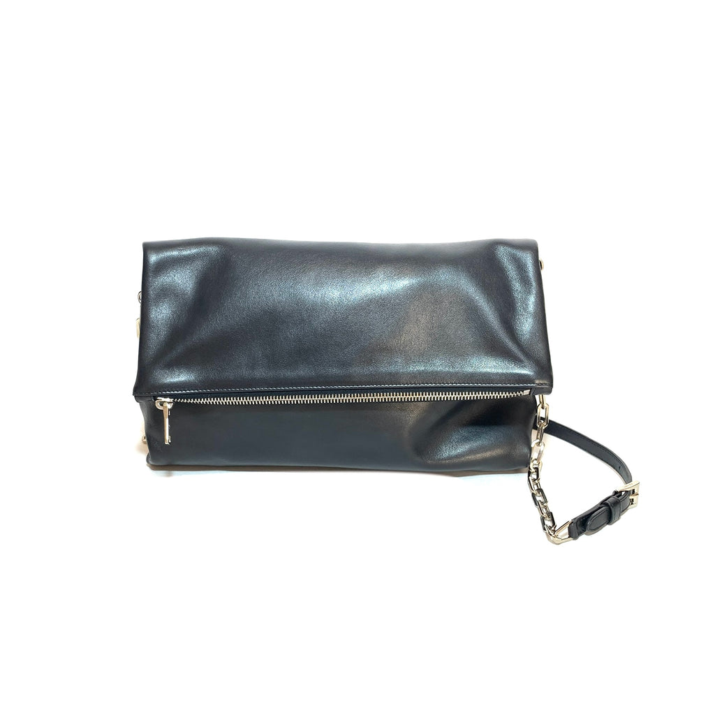 Prada Black Leather Fold-over Crossbody Bag | Gently Used |