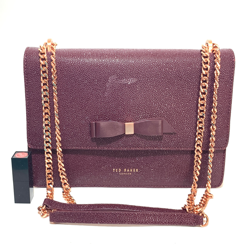 Ted Baker Plum Pebbled Leather Shoulder Bag | Pre Loved |