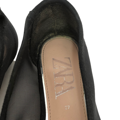 ZARA Black Mesh Pointed Flats | Pre Loved |