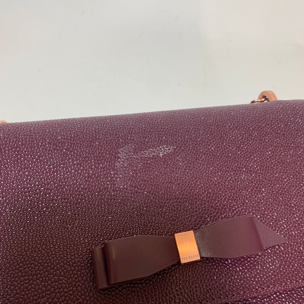 Ted Baker Plum Pebbled Leather Shoulder Bag | Pre Loved |