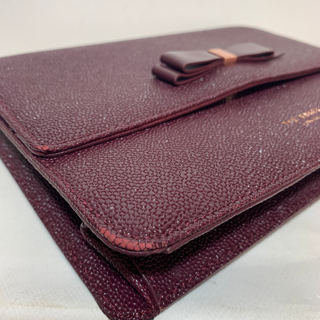 Ted Baker Plum Pebbled Leather Shoulder Bag | Pre Loved |