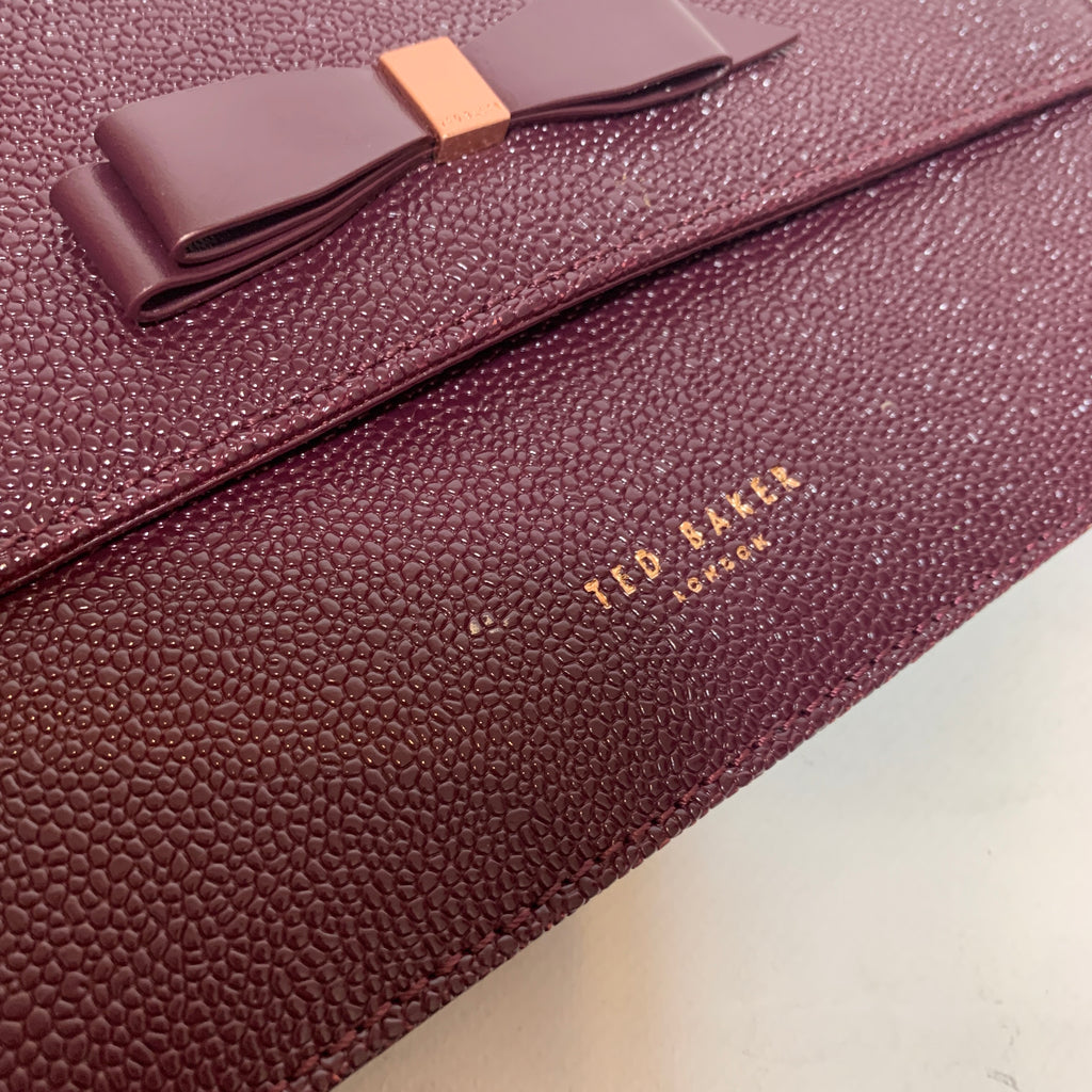 Ted Baker Plum Pebbled Leather Shoulder Bag | Pre Loved |