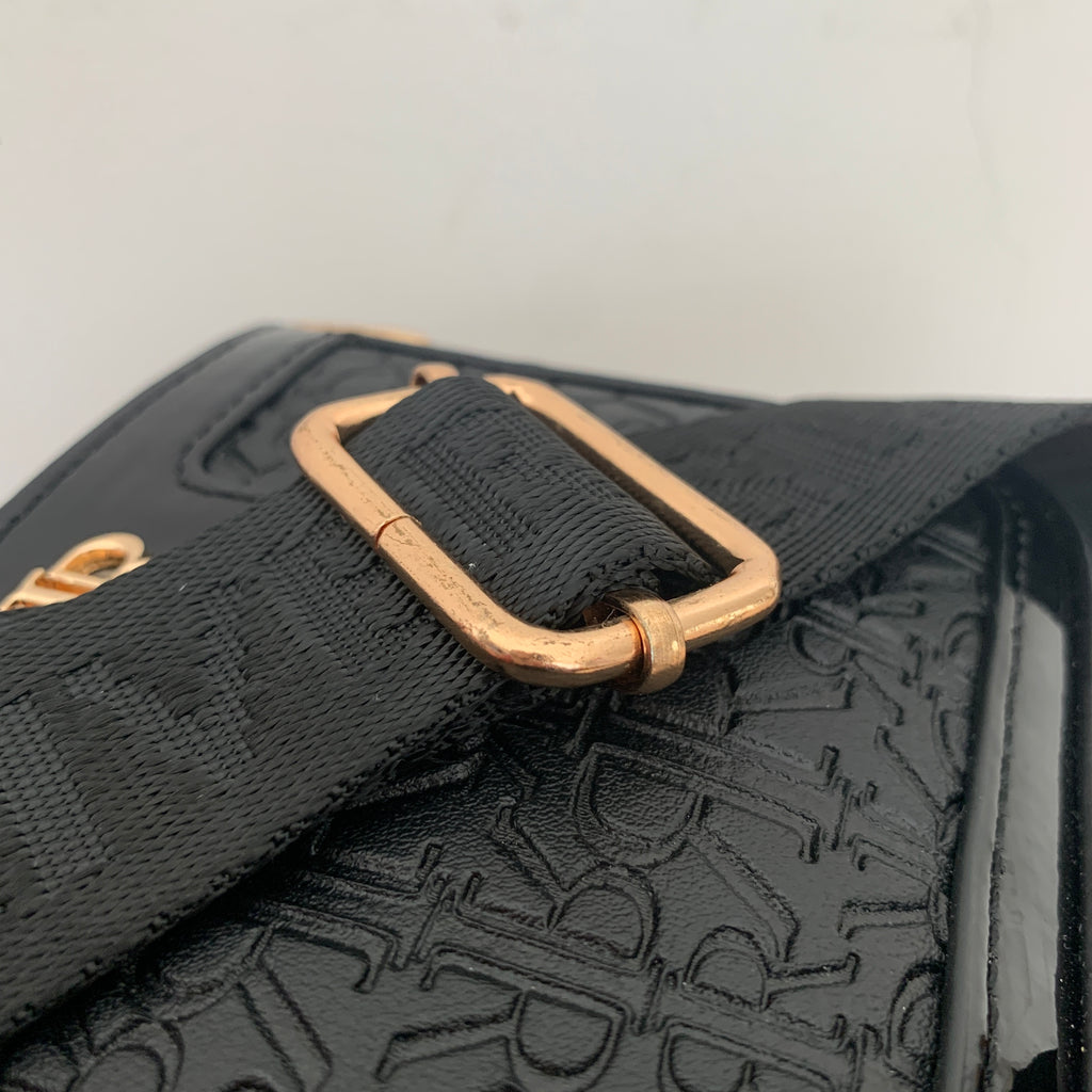 River Island Black Mini Monogram Crossbody Bag | Brand New |