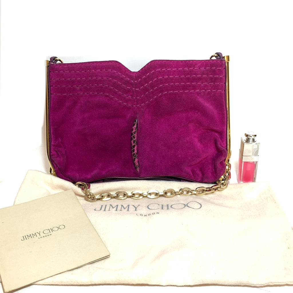 Jimmy Choo Fuchsia Suede Shoulder Bag | Pre Loved |
