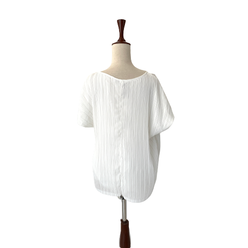 Sapphire West White Pleated Cap-Sleeved Shirt | Brand New |