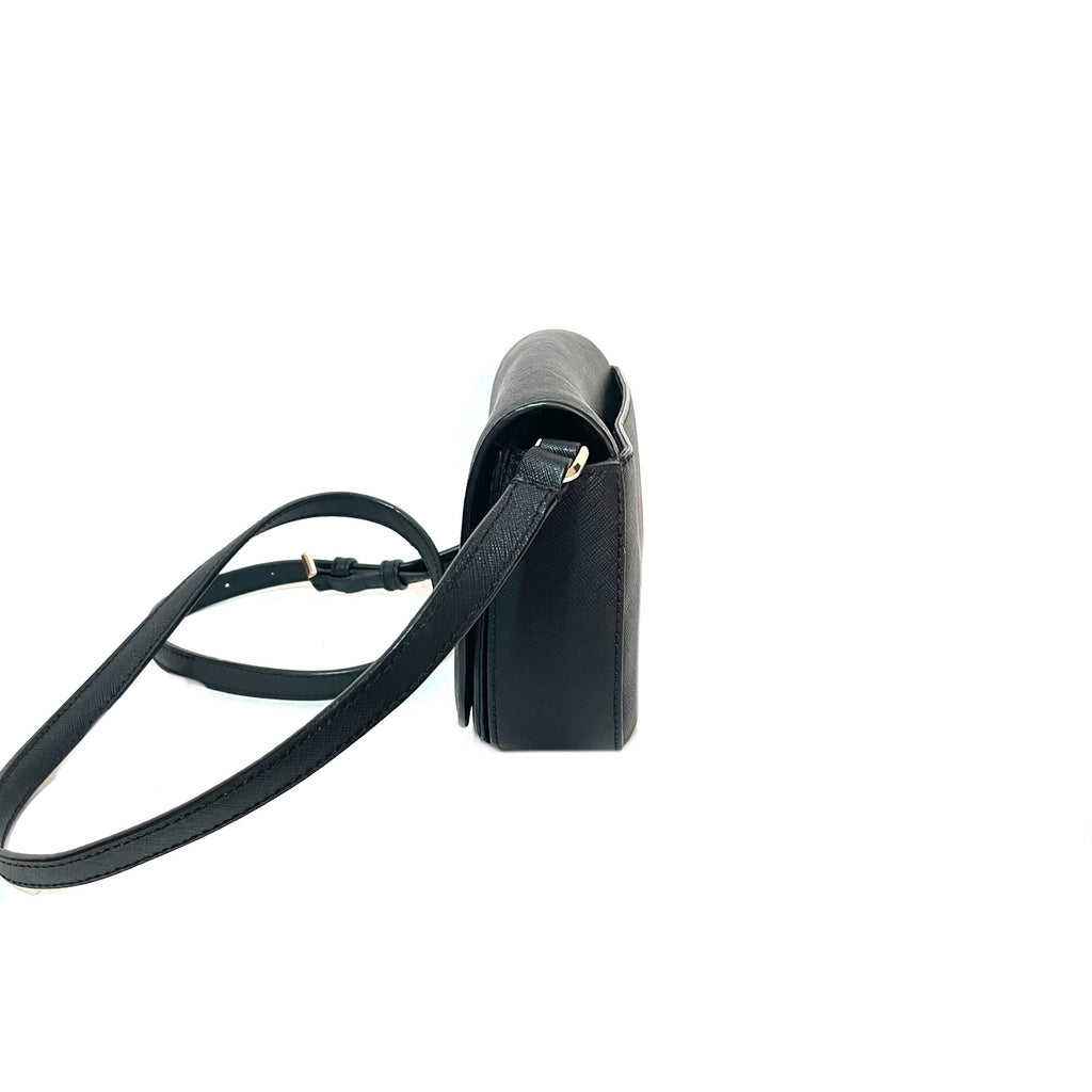 Kate Spade Black Leather Saddle Cross Body Bag | Pre Loved |