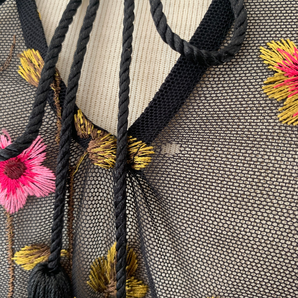 ZARA Black Net Embroidered Long Tunic | Brand New |