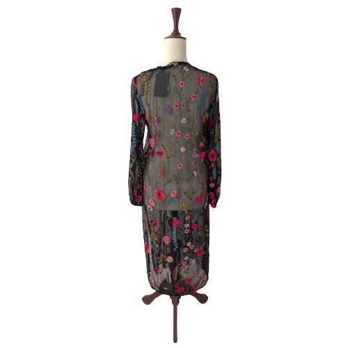 ZARA Black Net Embroidered Long Tunic | Brand New |